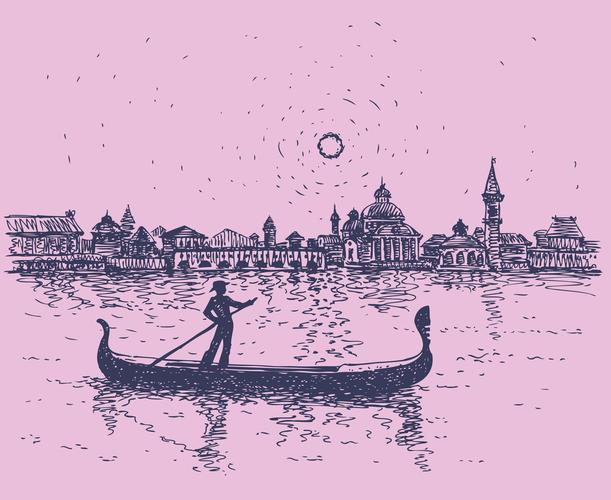 威尼斯小船图片（威尼斯小船画画）